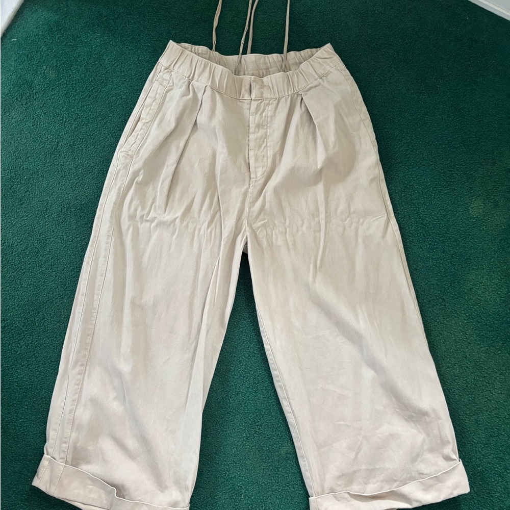 Beige Wide-Leg free people pants